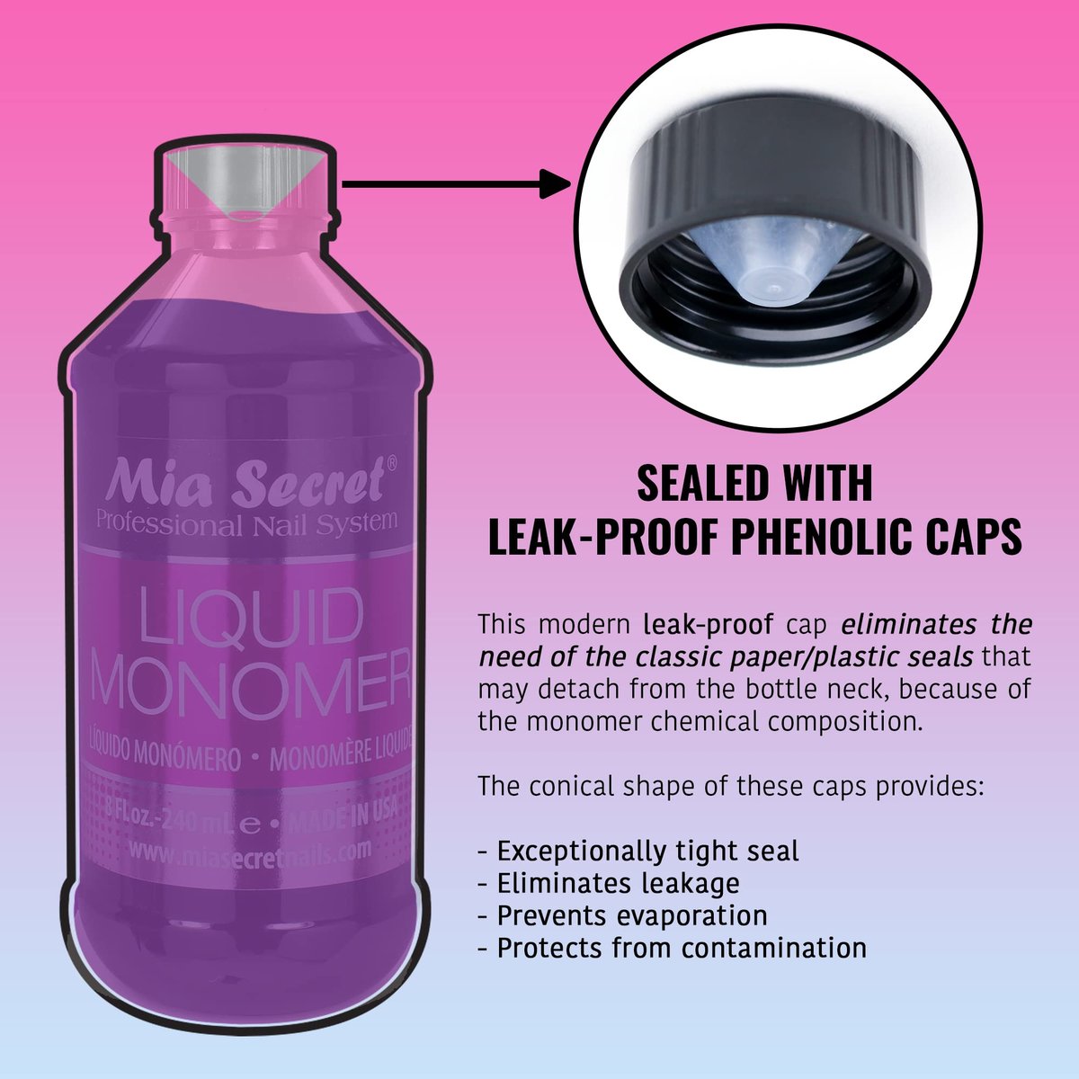 Mia Secret Professional Acrylic Nail Liquid Monomer - 4 oz (120 ml) - Black Avelisse