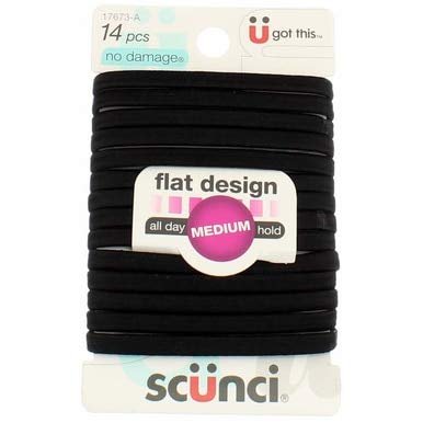 Scunci No-Damage Comfortable Black Hair Ties, Flat Design All-Day Hold, 14-Pieces per Pack (3-Packs) - görsel 8