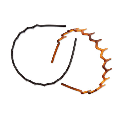 Scunci Effortless Beauty Headbands – 1-Inch Wide Fabric Headbands for Women, Brown, 2-Count