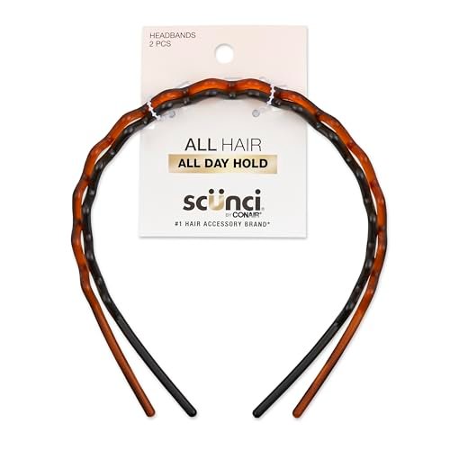 Scunci Effortless Beauty Headbands – 1-Inch Wide Fabric Headbands for Women, Brown, 2-Count - görsel 14