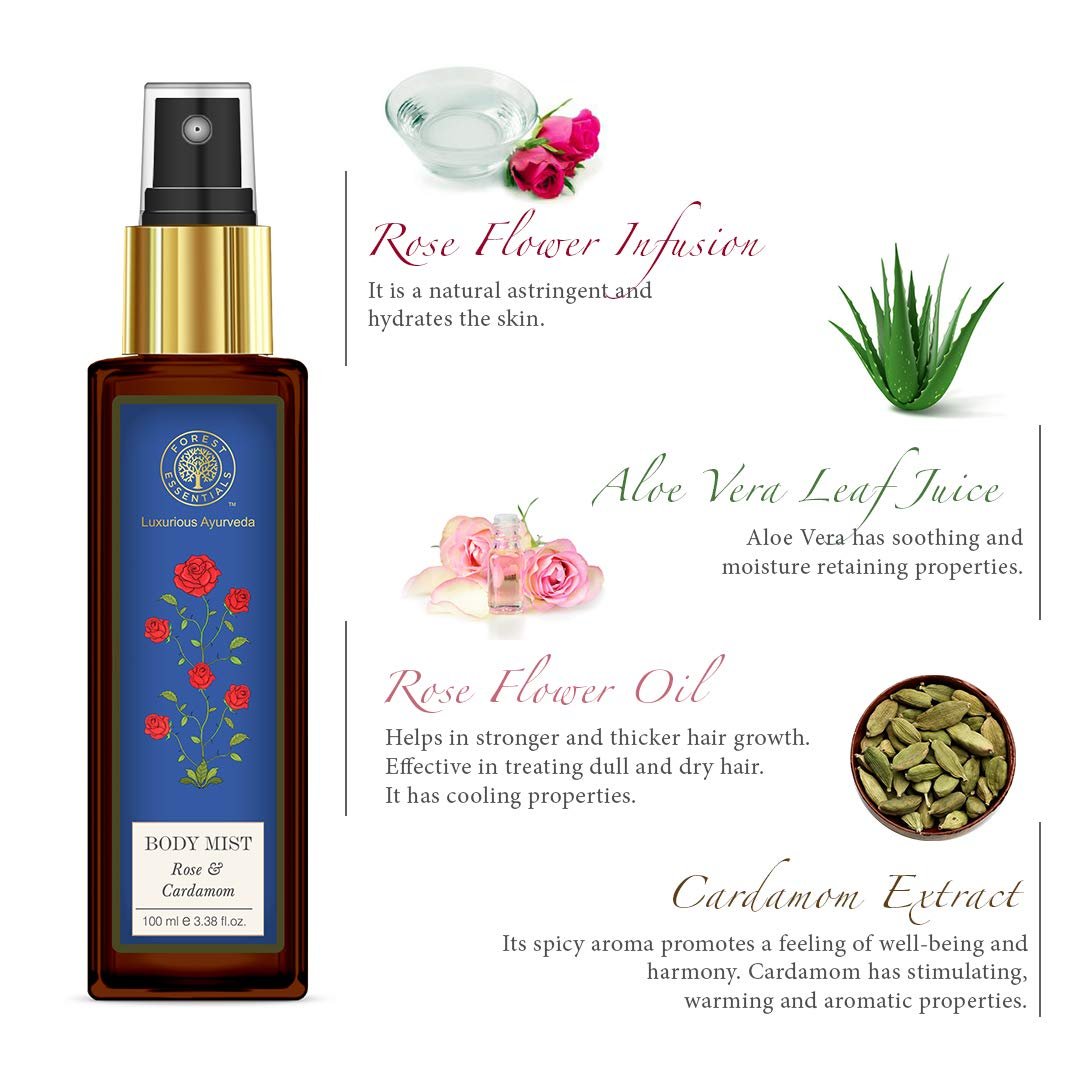 Forest Essentials Rose and Cardamom Body Mist - 100ml | Natural Fragrance Mist - görsel 7