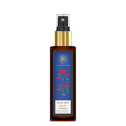 Forest Essentials Rose and Cardamom Body Mist - 100ml | Natural Fragrance Mist