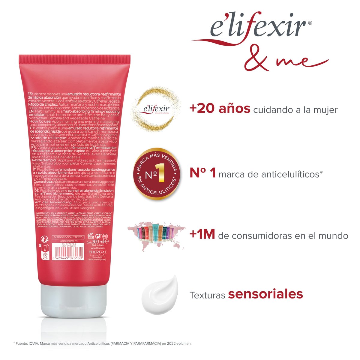 E'LIFEXIR Vientre Plano Emulsion - 6.76 fl oz Body Moisturizer for a Smoother Appearance - görsel 3