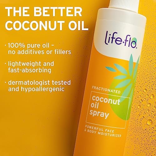 Life-Flo Fractionated Coconut Oil Spray - Lightweight Moisturizer for Skin, Hair & Nails, 8 oz Avelisse