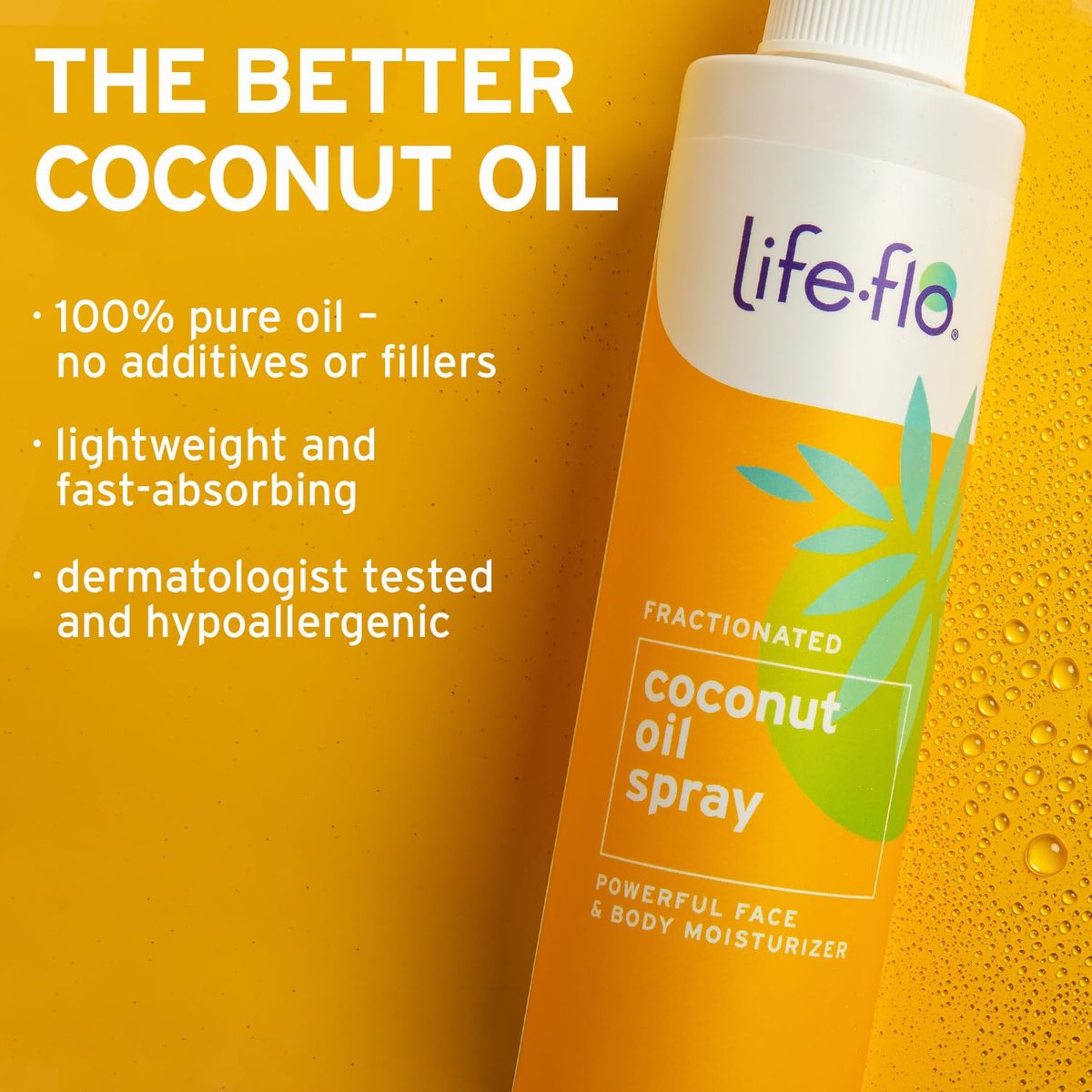 Life-Flo Fractionated Coconut Oil Spray - Lightweight Moisturizer for Skin, Hair & Nails, 8 oz Avelisse