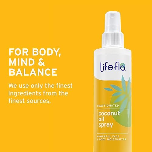 Life-Flo Fractionated Coconut Oil Spray - Lightweight Moisturizer for Skin, Hair & Nails, 8 oz Avelisse