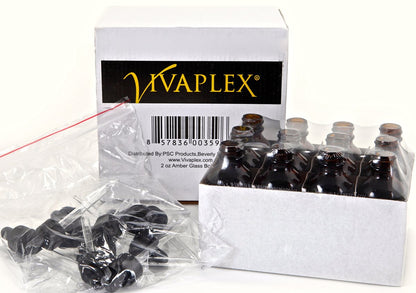 Vivaplex 12-Pack Amber Glass Bottles with Glass Eye Droppers – 2 oz | Essential Oil Dropper Bottles for DIY, Tinctures, and More