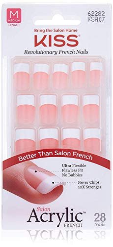 Kiss Salon Acrylic French Kit Sure Thing Medium - 28 Piece White Acrylic Set - görsel 2