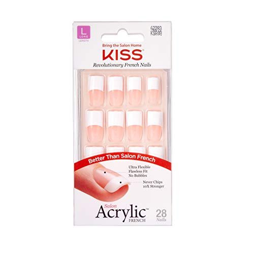 Kiss Salon Acrylic French Kit Back Talk Long - 28 Count White Acrylic Nails - görsel 2