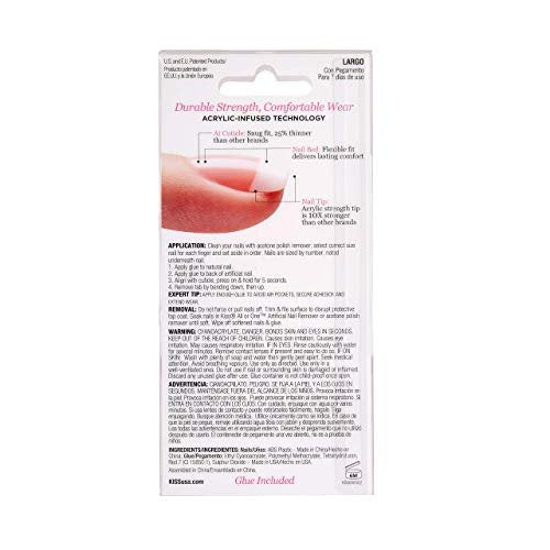 Kiss Salon Acrylic French Kit Back Talk Long - 28 Count White Acrylic Nails - görsel 4