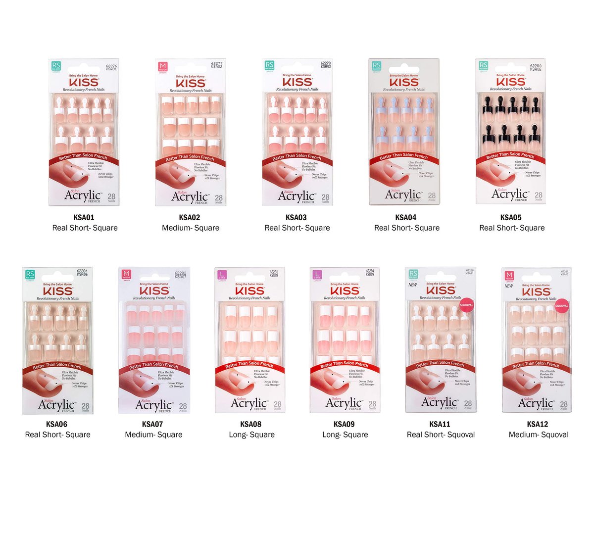 Kiss Salon Acrylic French Kit Back Talk Long - 28 Count White Acrylic Nails - görsel 13