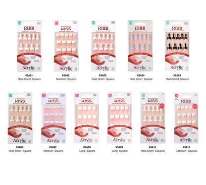 Kiss Salon Acrylic French Kit Back Talk Long - 28 Count White Acrylic Nails