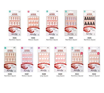 Kiss Salon Acrylic French Kit Sure Thing Medium - 28 Piece White Acrylic Set