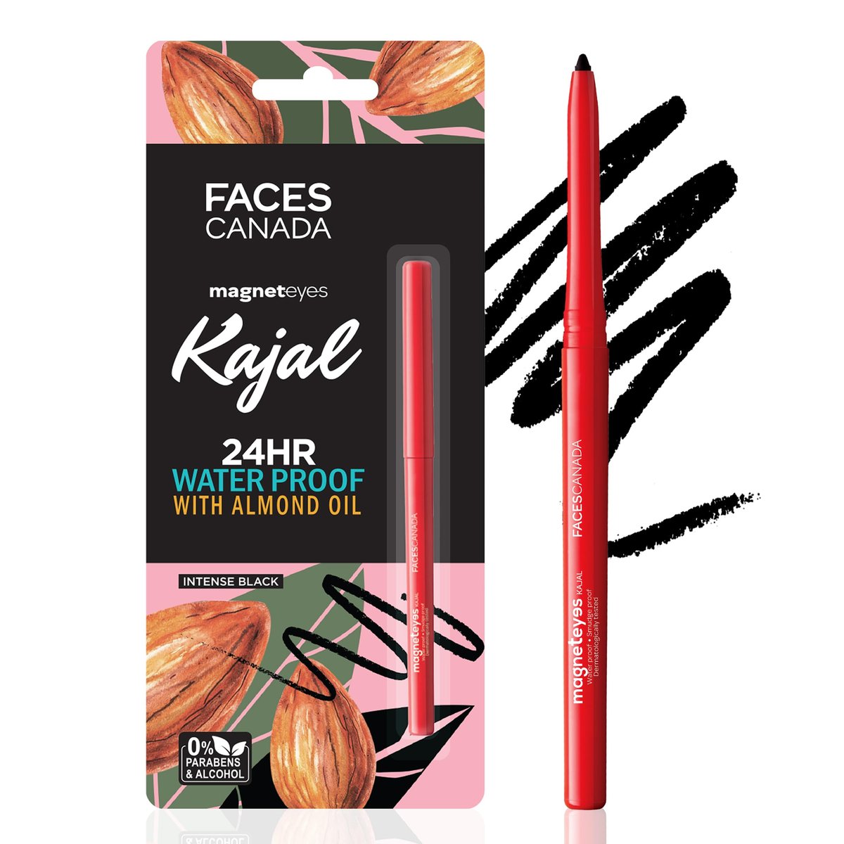 FACESCANADA Magneteyes Kajal - Black, 0.35g | 24 Hr Long Stay | Smooth Glide | Waterproof, Smudgeproof & Fadeproof | Deep Matte Finish | Enriched with Almond Oil & Vitamin E - görsel 1