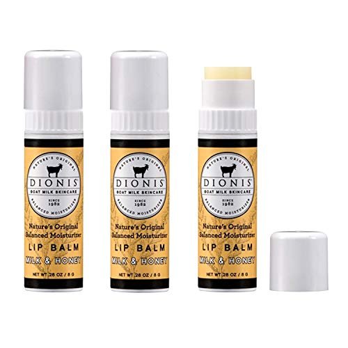 Dionis Goat Milk Lip Balm 3 Piece Set - Milk and Honey, Nourishing Lip Care Trio Avelisse