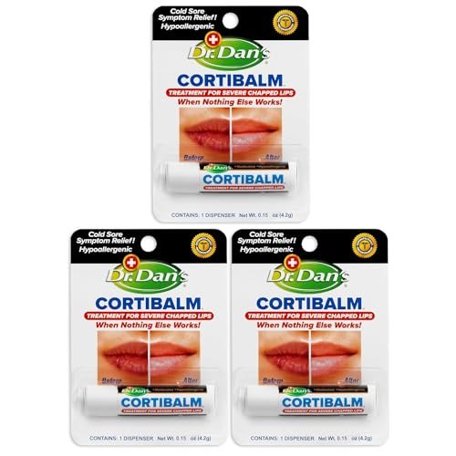 Dr. Dan's Cortibalm - 3 Pack Healing Lip Balm for Severely Chapped Lips - Hydrocortisone Lip Balm for Dry, Cracked Lips - Men, Women & Children - görsel 1