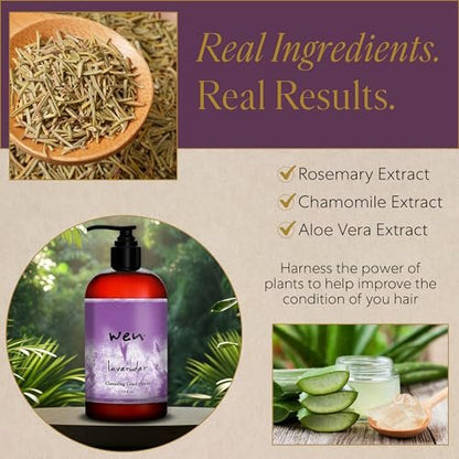 WEN by Chaz Dean Lavender Cleansing Conditioner, 16 fl oz - Gentle Daily Hair Cleanser & Conditioner Avelisse