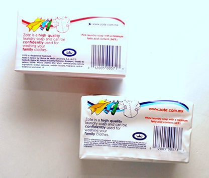 Zote Laundry Bar Soap Variety Pack – White and Pink – 2 Bars, 14.11 oz Each