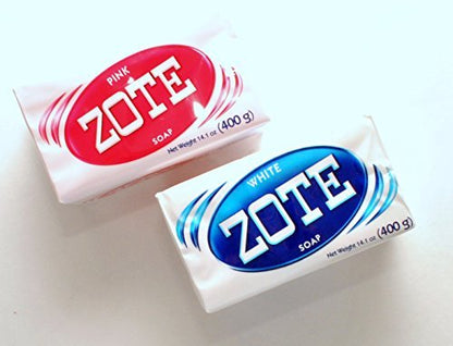 Zote Laundry Bar Soap Variety Pack – White and Pink – 2 Bars, 14.11 oz Each