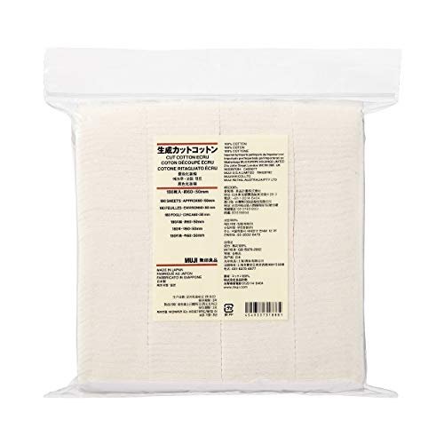 MUJI Makeup Facial Soft Cut Cotton Unbleached 60x50 mm 180pcs Avelisse