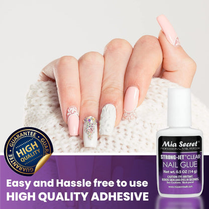 Mia Secret Strong-Jet Brush On Clear Nail Glue 335 – Professional Adhesive for Crystals, Acrylic & Gel Nails