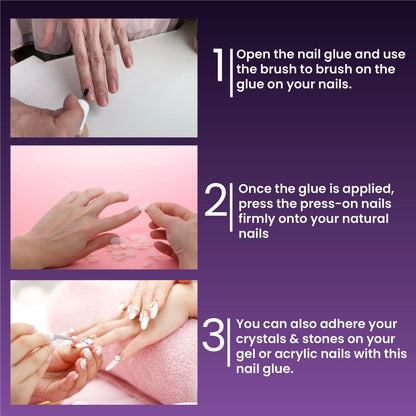 Mia Secret Strong-Jet Brush On Clear Nail Glue 335 – Professional Adhesive for Crystals, Acrylic & Gel Nails