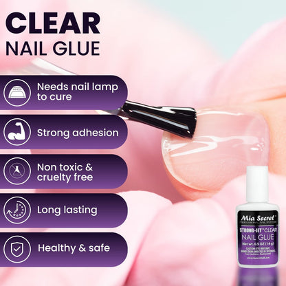 Mia Secret Strong-Jet Brush On Clear Nail Glue 335 – Professional Adhesive for Crystals, Acrylic & Gel Nails
