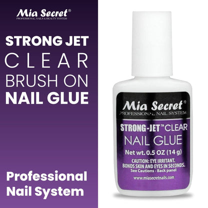 Mia Secret Strong-Jet Brush On Clear Nail Glue 335 – Professional Adhesive for Crystals, Acrylic & Gel Nails