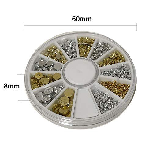 enForten 500pcs Mixed Sizes Silver Punk Half Round Acrylic Rhinestones Flatback Faux Imitation Pearls Beads Nail Art Decoration with Wheel - görsel 6