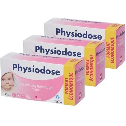Physiodose Physiological Serum - 40 Single Doses (Pack of 3), 120 Total Doses for Gentle Eye & Nose Care Avelisse