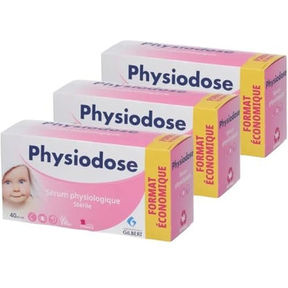 Physiodose Physiological Serum - 40 Single Doses (Pack of 3), 120 Total Doses for Gentle Eye & Nose Care Avelisse