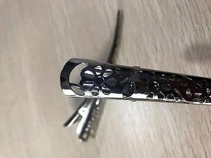 Time Roaming Duck Bill Clip - Silvery Flower Shaped, 5.1 Inch Length, Large Size without Teeth, Pack of 4 for Thick and Thin Hair