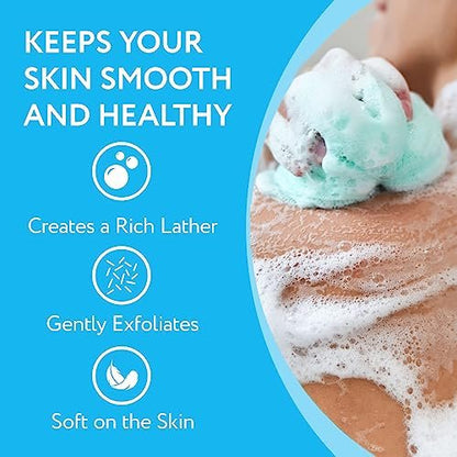 IMPRESA Mesh Bath & Shower Loofah Sponges - 5-Inch - Pack of 6 Gentle Exfoliating Body Scrubber & Bath Pouf - Durable Quick-Dry Shower Sponge (Blue) Avelisse