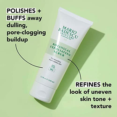 Mario Badescu Botanical Exfoliating Scrub – Gentle Face Scrub with Ivory Palm Seeds & Green Tea Extract for All Skin Types, 3.4 Fl Oz Avelisse