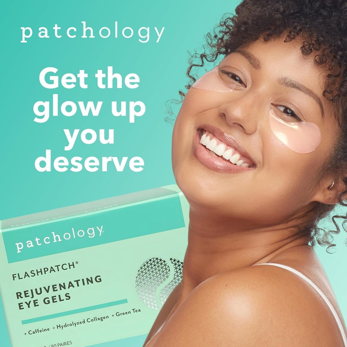 Patchology Rejuvenating Under Eye Gels - Hydrating Eye Mask with Caffeine, Hydrolyzed Collagen & Centella Asiatica - Under Eye Patches for Dark Circles, Minimize Puffiness & Wrinkle Reducer - 30 Pairs Avelisse