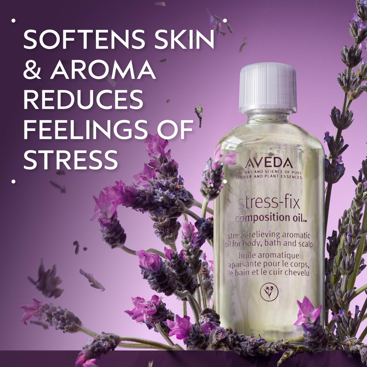 Aveda Stress-Fix Composition Oil - Calming Bath, Body & Scalp Oil with Lavender, Lavandin & Clary Sage - 1.7 Fl Oz Avelisse