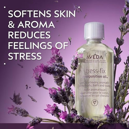 Aveda Stress-Fix Composition Oil - Calming Bath, Body & Scalp Oil with Lavender, Lavandin & Clary Sage - 1.7 Fl Oz Avelisse