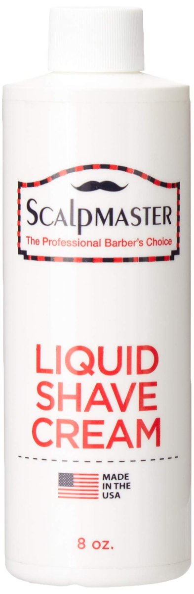 Scalpmaster Liquid Shave Cream - 8 oz for Sensitive Skin with Lanolin