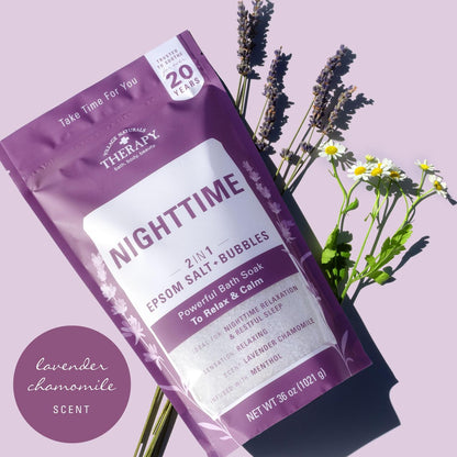 Village Naturals Therapy Nighttime Foaming Epsom Soak, 36 oz (Pack of 3) – Relaxing Bath Salts for Sleep Avelisse