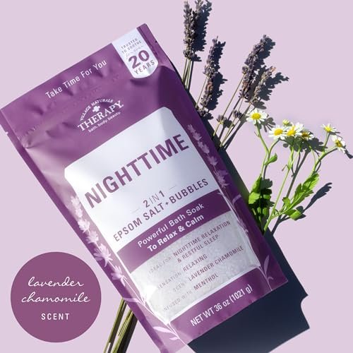 Village Naturals Therapy Nighttime Foaming Epsom Soak, 36 oz (Pack of 3) – Relaxing Bath Salts for Sleep Avelisse