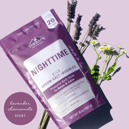 Village Naturals Therapy Nighttime Foaming Epsom Soak, 36 oz (Pack of 3) – Relaxing Bath Salts for Sleep Avelisse