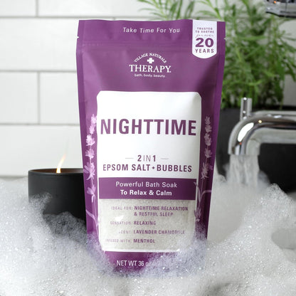 Village Naturals Therapy Nighttime Foaming Epsom Soak, 36 oz (Pack of 3) – Relaxing Bath Salts for Sleep Avelisse