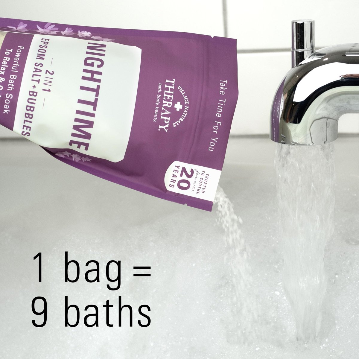 Village Naturals Therapy Nighttime Foaming Epsom Soak, 36 oz (Pack of 3) – Relaxing Bath Salts for Sleep Avelisse