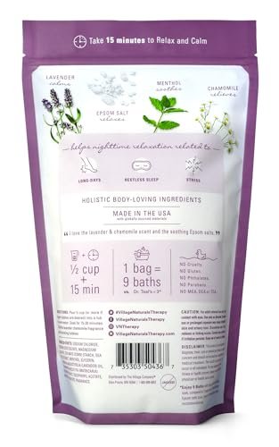 Village Naturals Therapy Nighttime Foaming Epsom Soak, 36 oz (Pack of 3) – Relaxing Bath Salts for Sleep Avelisse