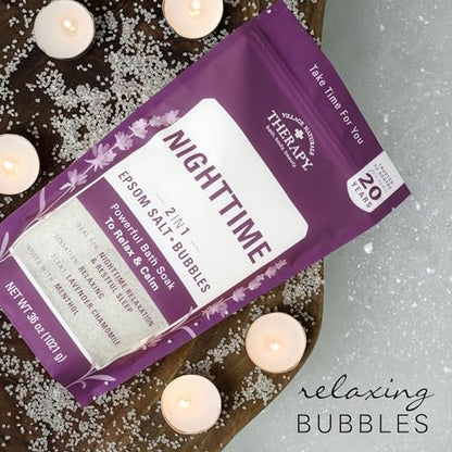 Village Naturals Therapy Nighttime Foaming Epsom Soak, 36 oz (Pack of 3) – Relaxing Bath Salts for Sleep Avelisse