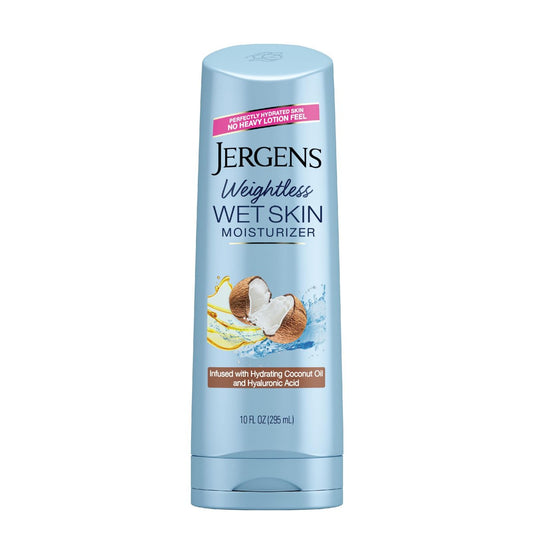 Jergens Wet Skin Body Lotion with Coconut Oil - In Shower Moisturizer for Dry Skin, Fast-Absorbing, Non-Sticky, Dermatologist Tested, 10 oz