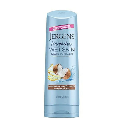 Jergens Wet Skin Body Lotion with Coconut Oil - In Shower Moisturizer for Dry Skin, Fast-Absorbing, Non-Sticky, Dermatologist Tested, 10 oz
