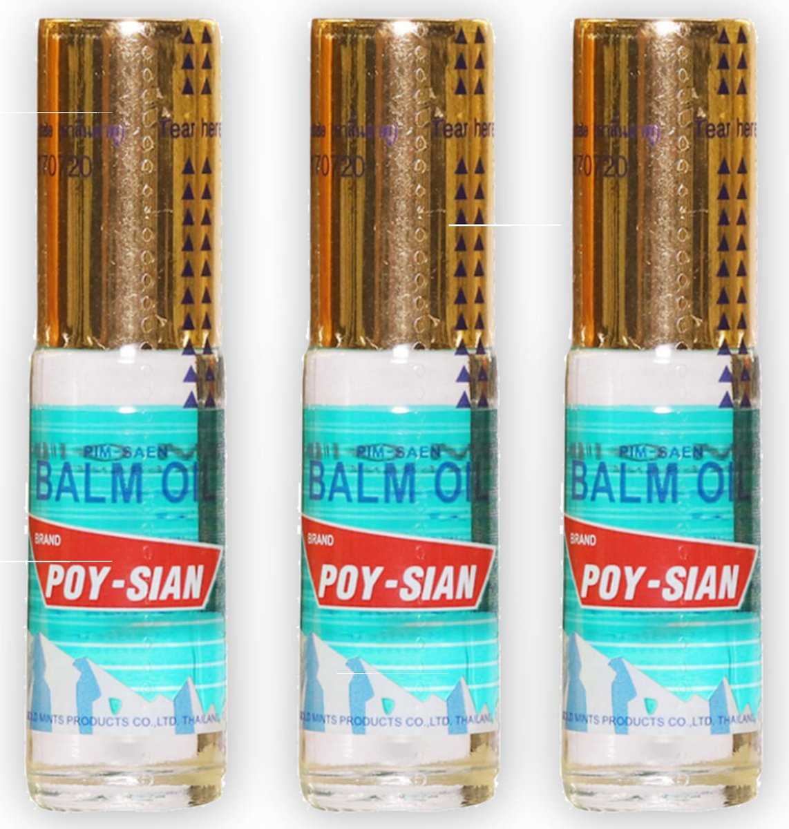 POY-SIAN Thai PIM-Saen Balm Oil 5ml Roll-On (Pack of 3) - Original Aromatic Relief Avelisse