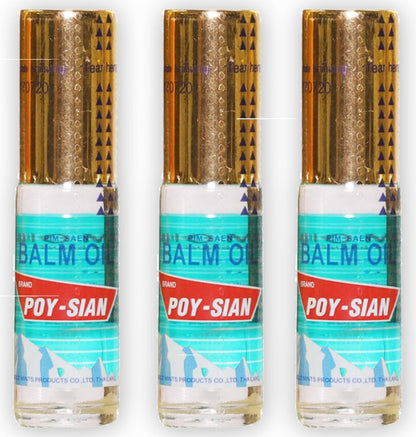 POY-SIAN Thai PIM-Saen Balm Oil 5ml Roll-On (Pack of 3) - Original Aromatic Relief Avelisse