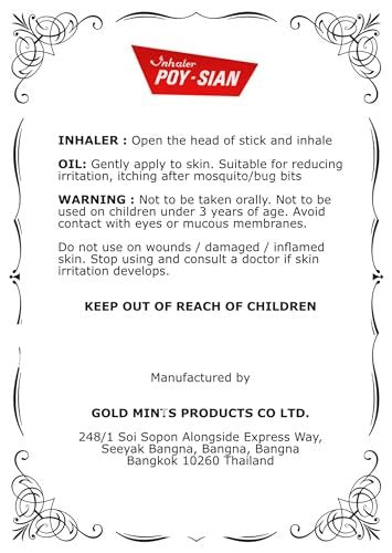 POY-SIAN Thai PIM-Saen Balm Oil 5ml Roll-On (Pack of 3) - Original Aromatic Relief Avelisse
